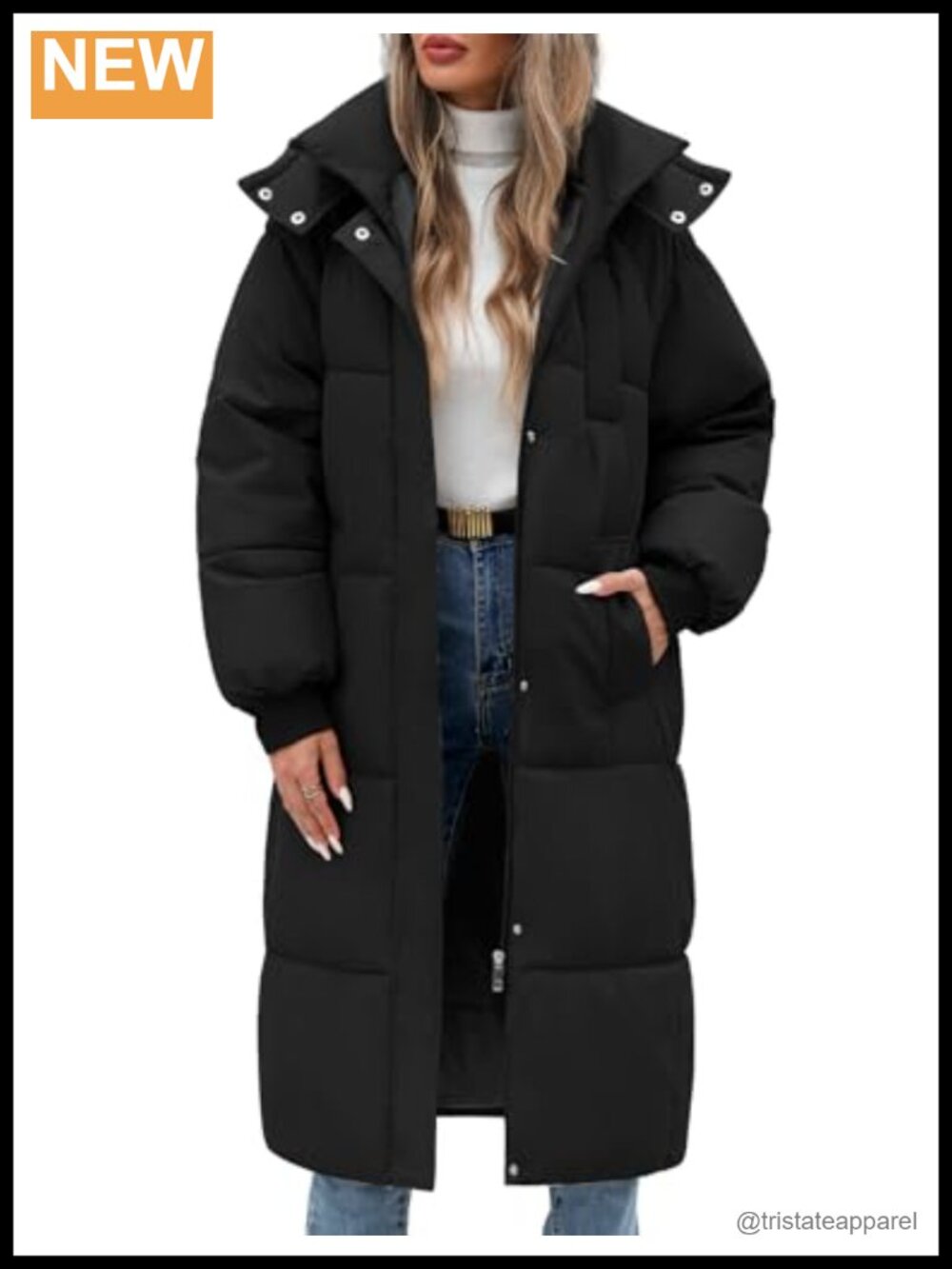 Women's Long Puffer Coat Quilted Maxi Parka Winter Hooded Jacket